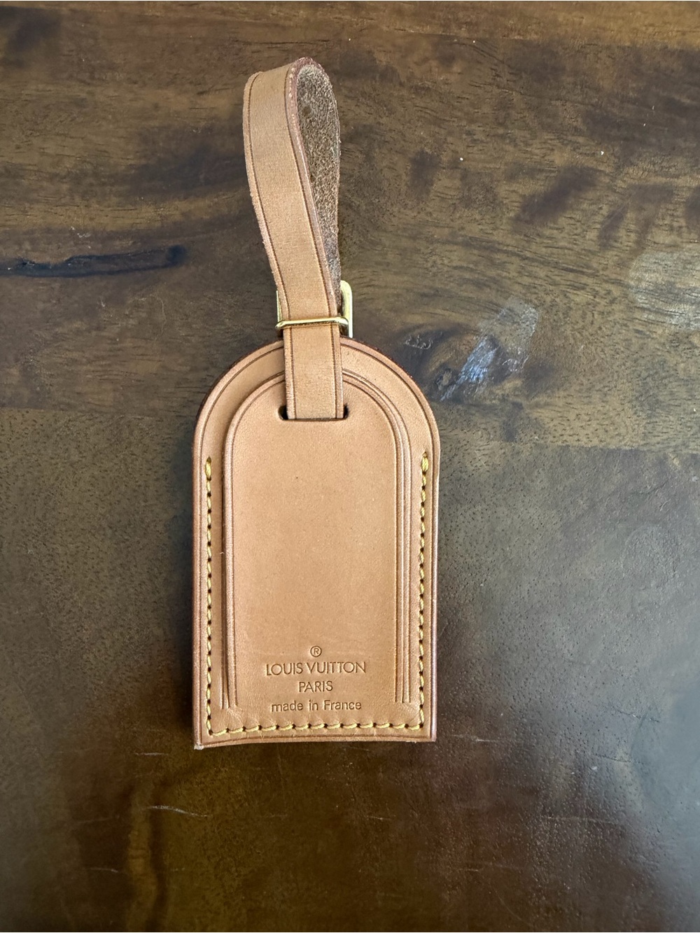 Louis Vuitton Natural Tan Leather Bag Tag with Gold Hardware
